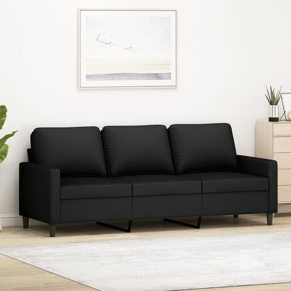 Canapé 3 places en velours noir - 180 cm - 35% de remise
