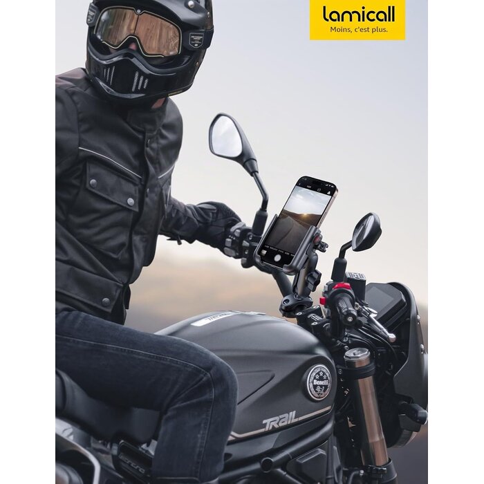 Support téléphone moto alu - 4,7-7,2 pouces - Noir - 33% de remise