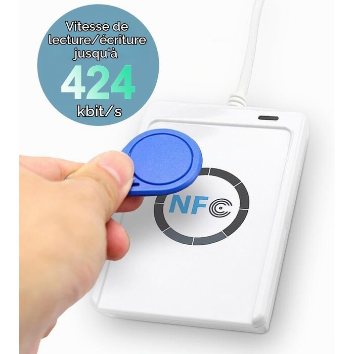 Lecteur graveur NFC RFID USB ACR122U - 424 kbps - Blanc - 32% de remise