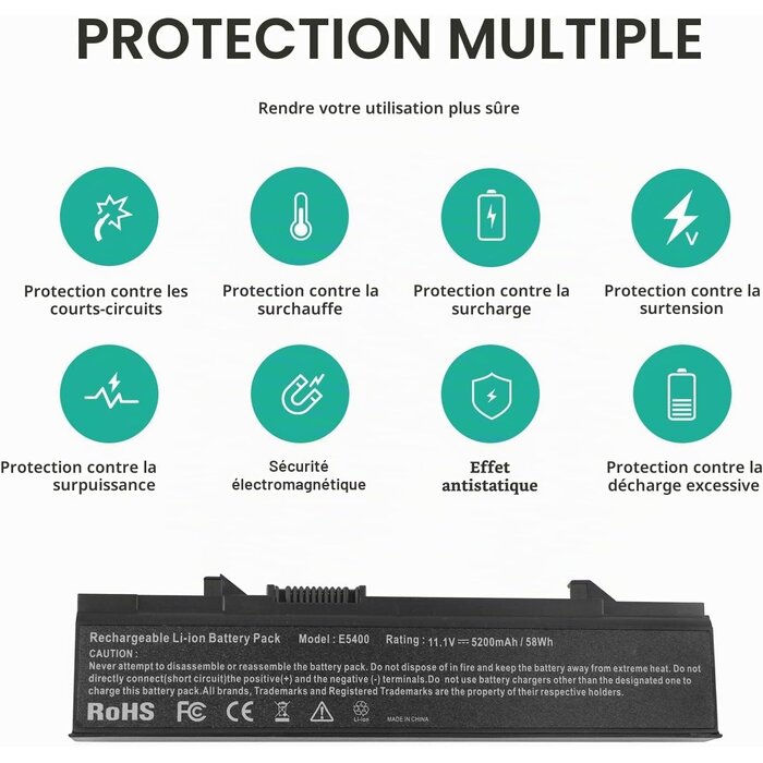 Batterie pour ordinateur portable - 5200 mAh - 11,1V - 30% de remise