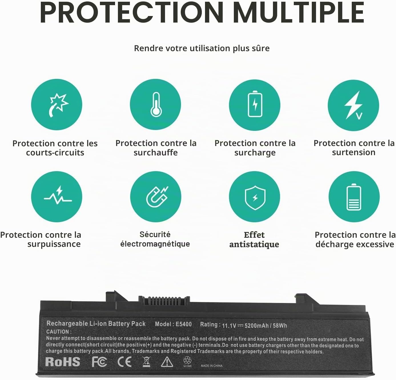 Batterie pour ordinateur portable - 5200 mAh - 11,1V - 30% de remise