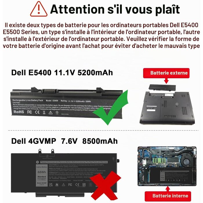 Batterie pour ordinateur portable - 5200 mAh - 11,1V - 30% de remise