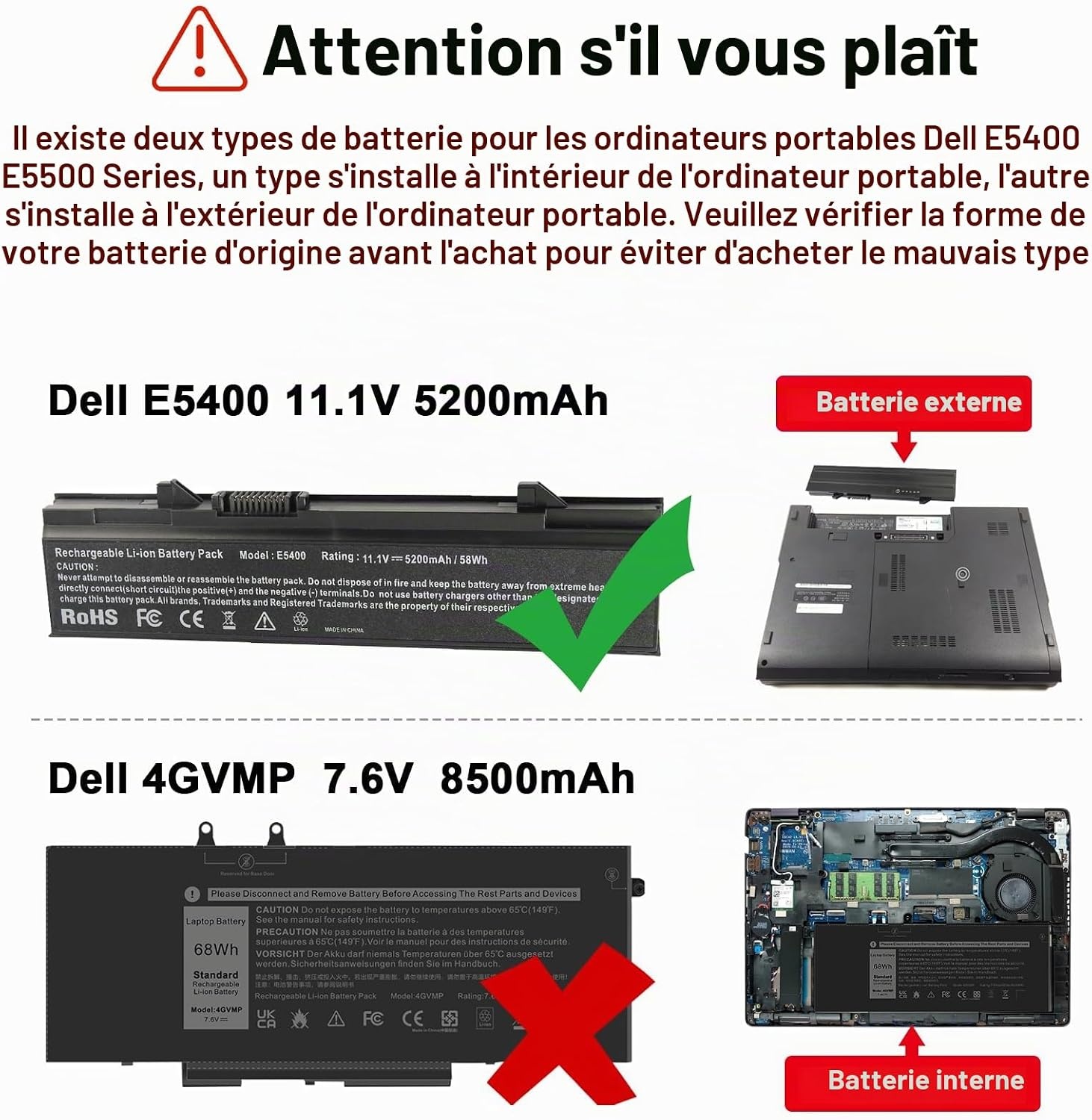 Batterie pour ordinateur portable - 5200 mAh - 11,1V - 30% de remise