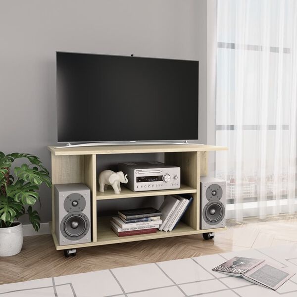 Meuble TV à roulettes chêne sonoma 80 cm - 33% de remise
