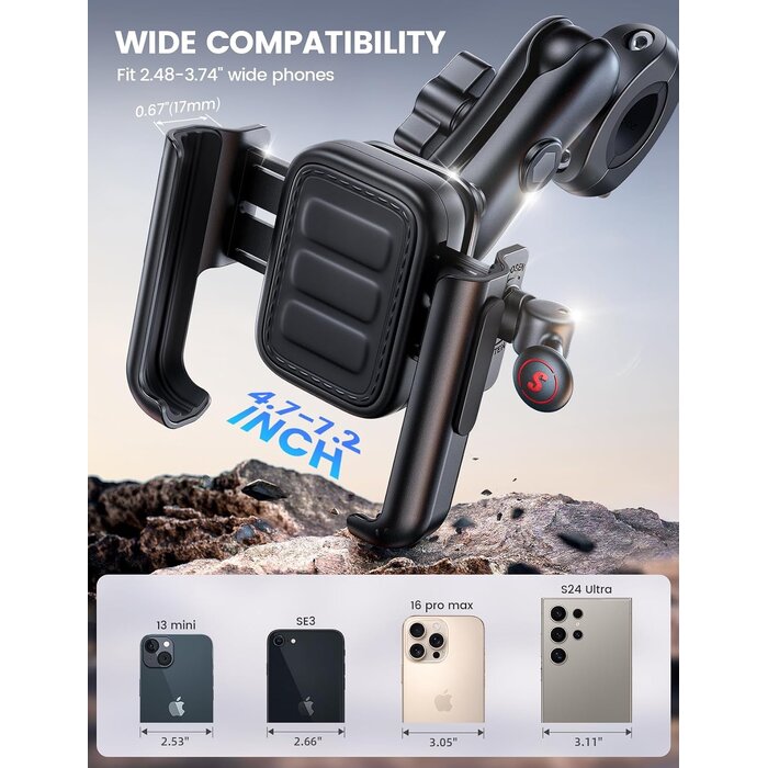 Support téléphone moto antivol - 33% de remise - Rotation 360°