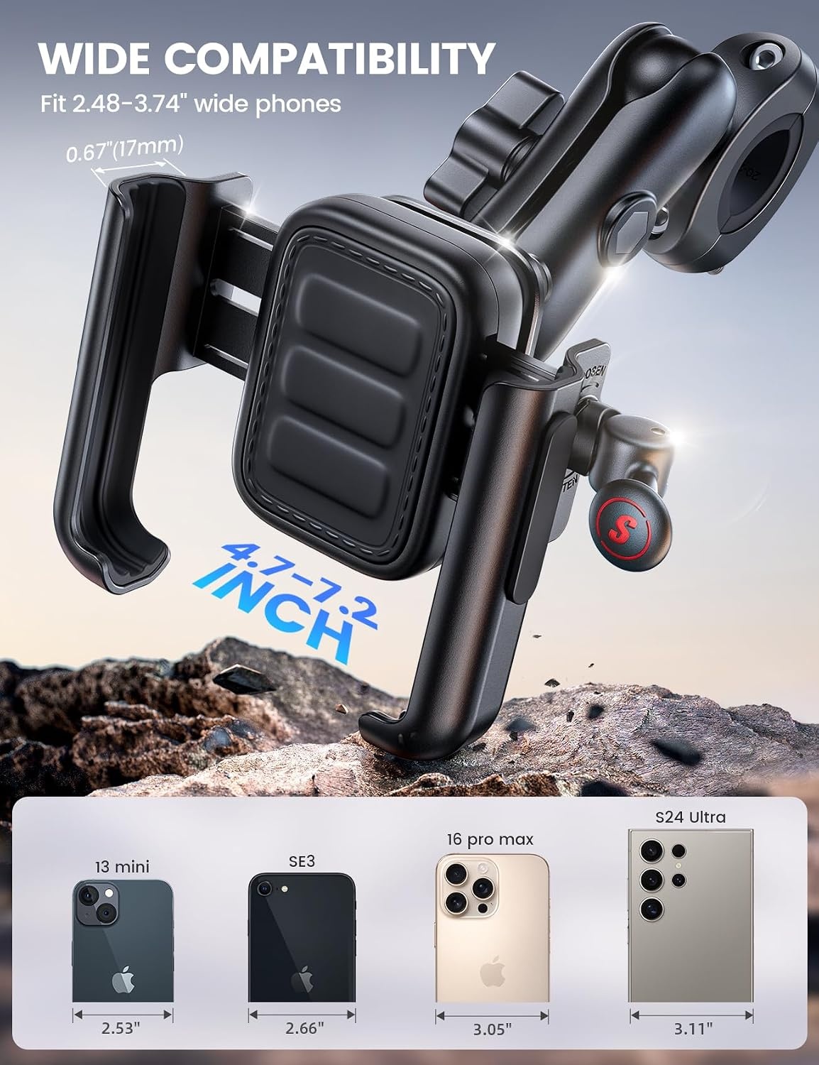 Support téléphone moto antivol - 33% de remise - Rotation 360°