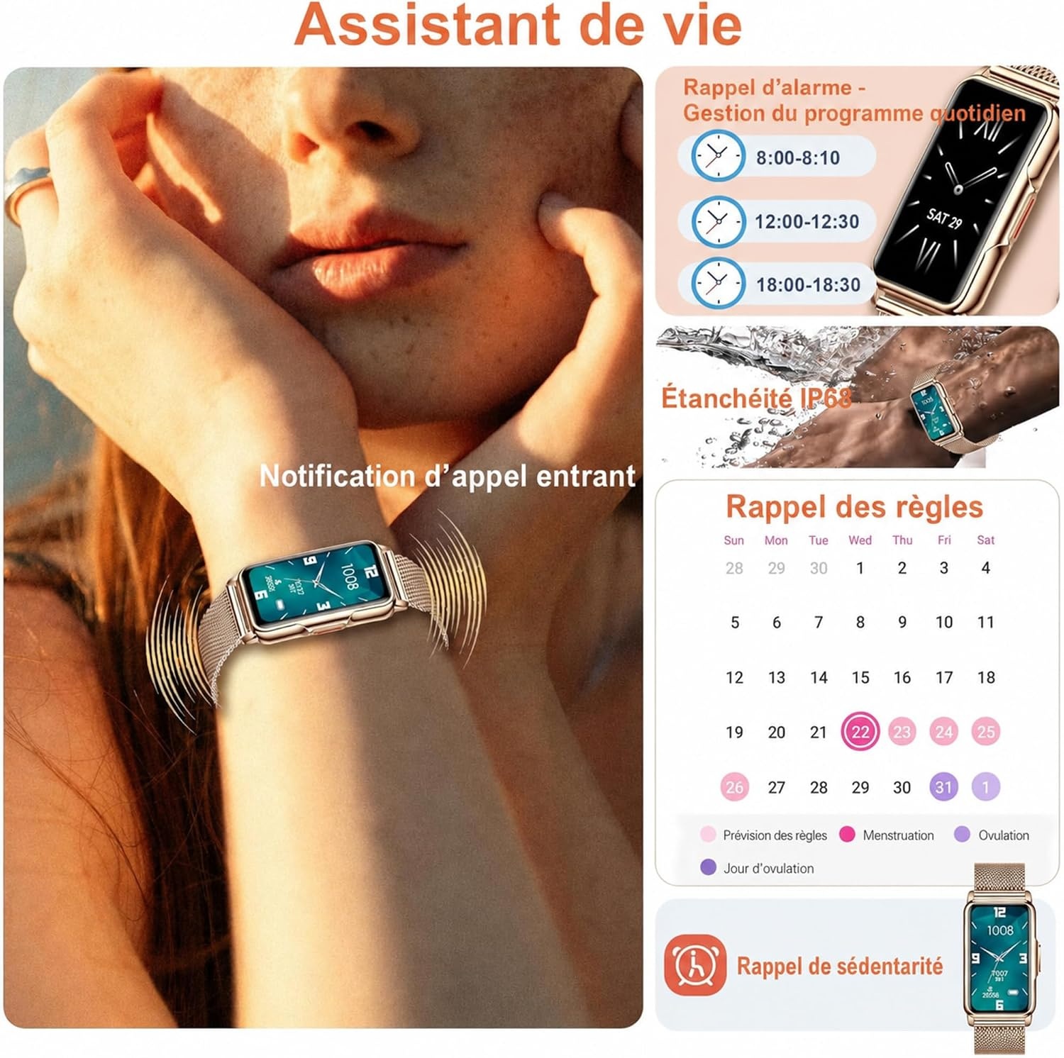 Montre Connectée Unisexe HD Bluetooth Or - 33% de remise