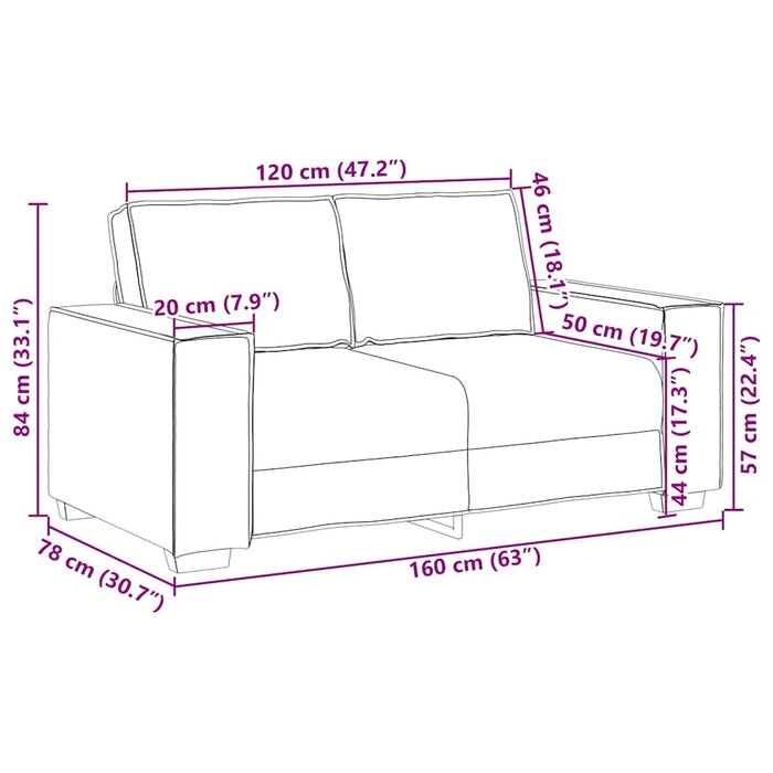 Canapé 2 places bordeaux - 160 cm - 35% de remise