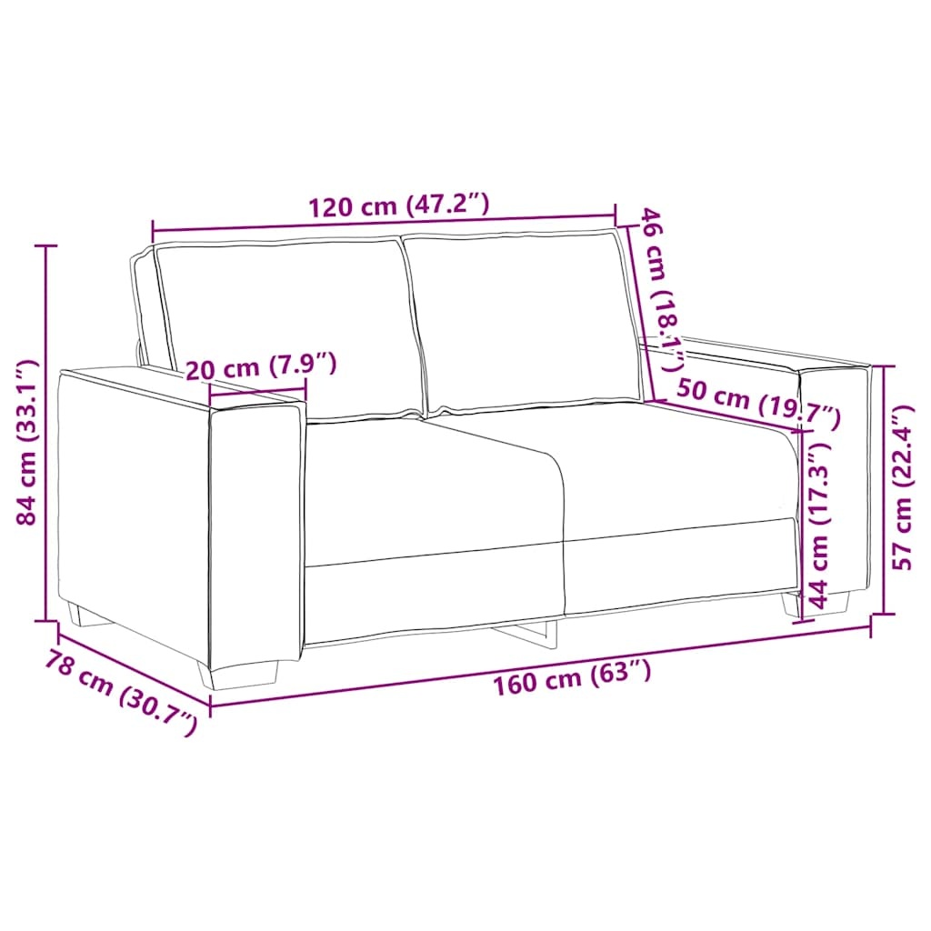 Canapé 2 places bordeaux - 160 cm - 35% de remise