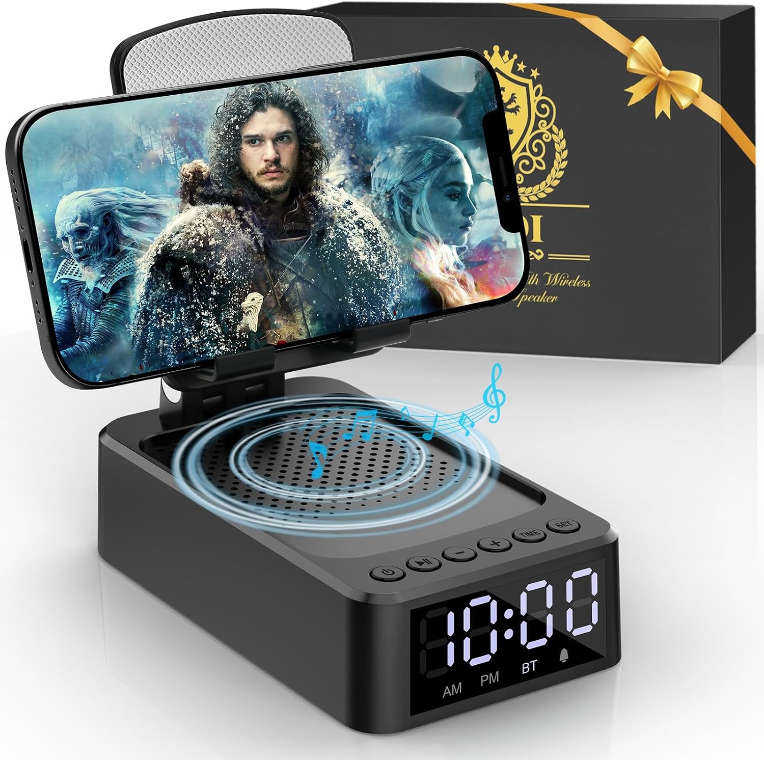 Enceinte Bluetooth avec support téléphone - Noir - 33% de remise