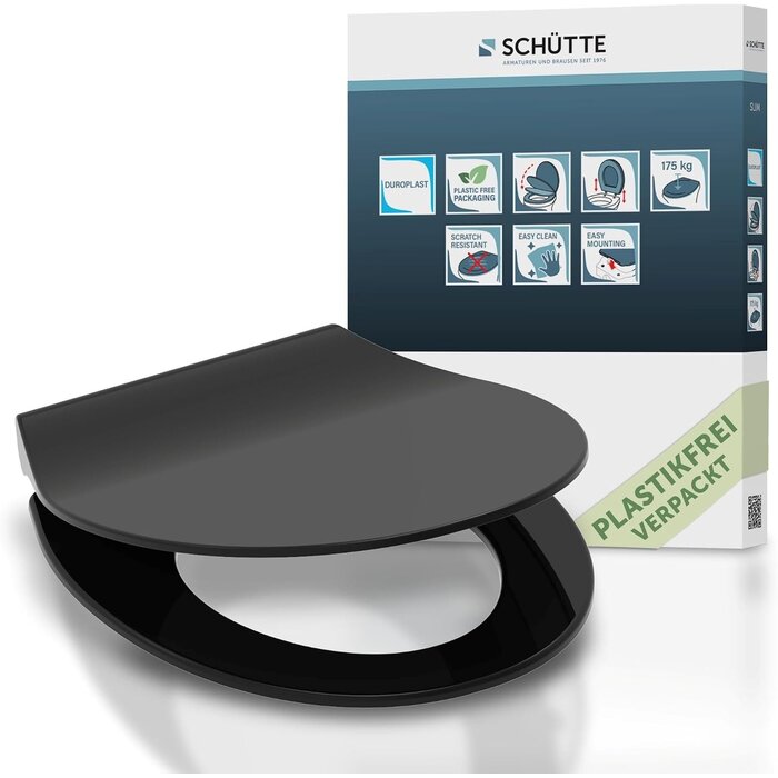 Abattant WC noir en duroplast - Frein de chute - 31% de remise