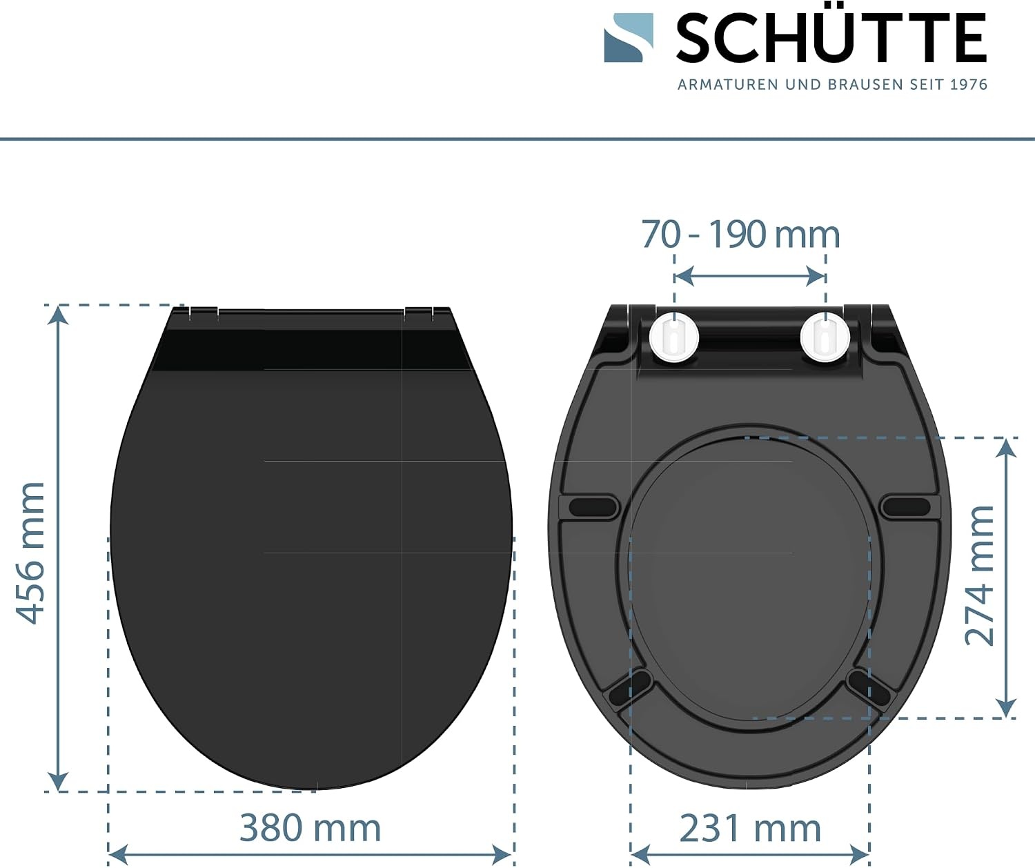 Abattant WC noir en duroplast - Frein de chute - 31% de remise