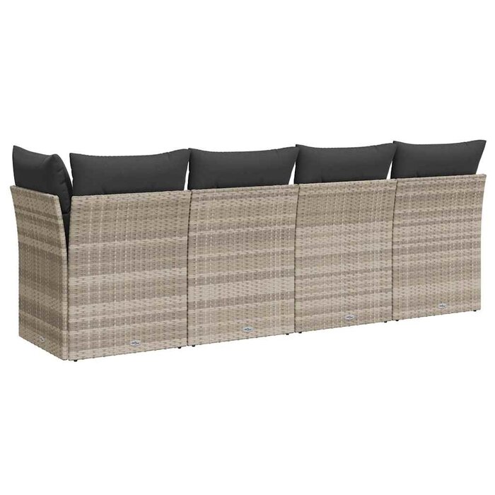 Banquette de jardin 4 places gris clair en rotin - 35% de remise