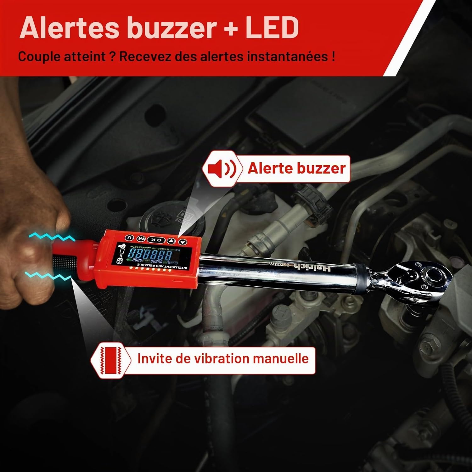 Clé dynamométrique numérique 1/2" 11-210 Nm - 33% de remise