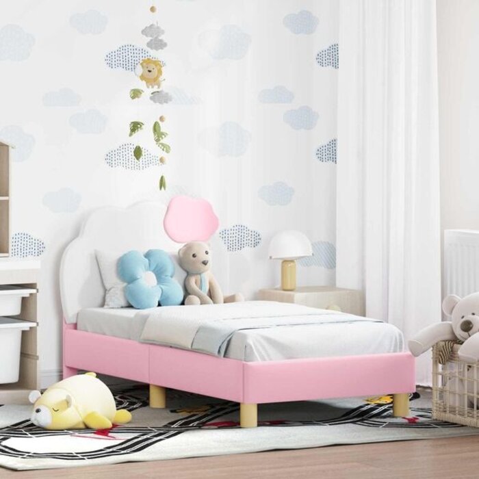 Lit enfant 70x140 cm avec tête de lit rose - 34% de remise