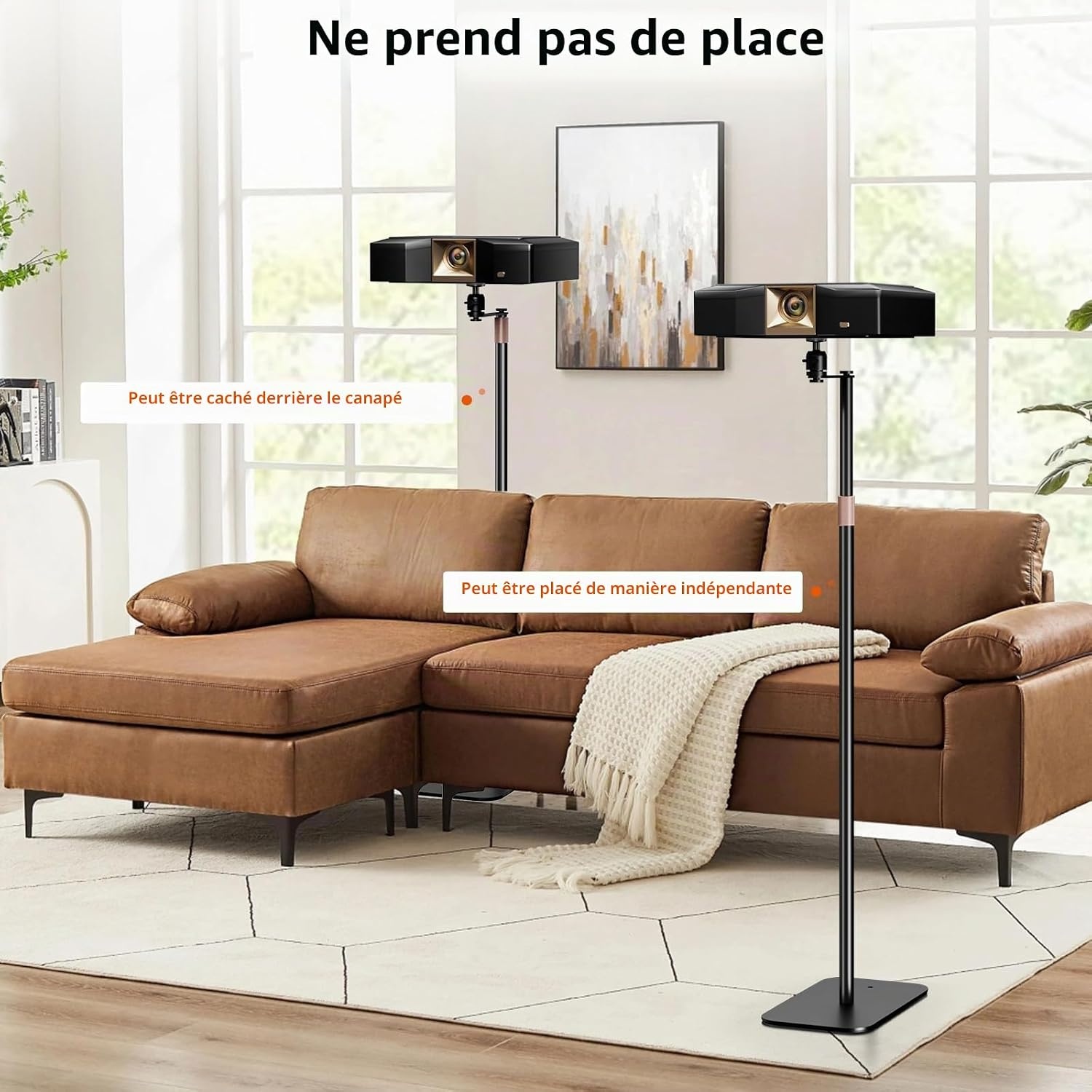 Support projecteur pivotant 360° réglable - Noir - 33% de remise
