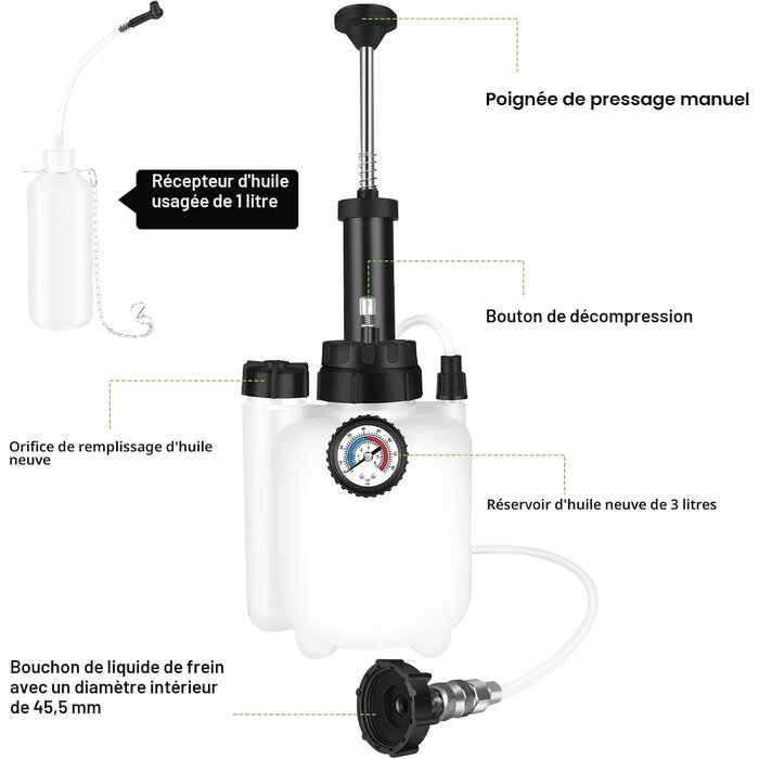 Kit de purge de liquide de frein 3L - Adaptateur 45mm - 32% de remise