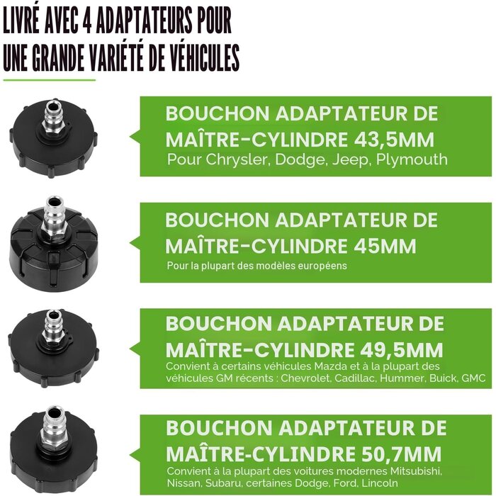 Kit de purge de liquide de frein 3L - Adaptateur 45mm - 32% de remise