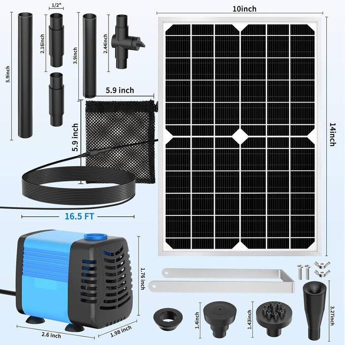 Pompe de fontaine solaire 15W 720L/H - 33% de remise