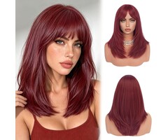 Perruque Longue Lisse Rouge Bourgogne 40 cm - 41% de remise