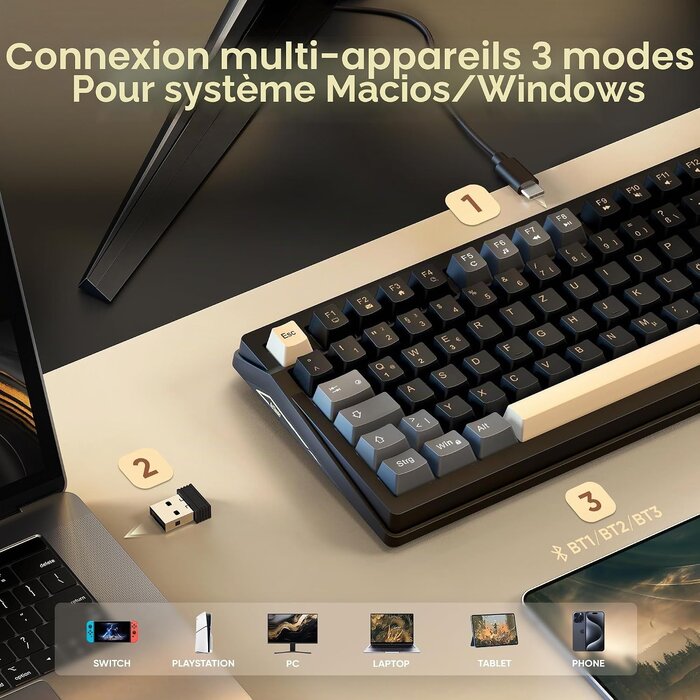 Clavier mécanique gaming RGB, écran TFT, QWERTZ - 34% de remise