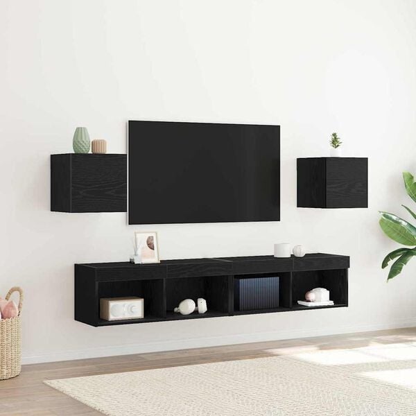 Vidaxl Meuble TV mural 2 pièces noir chêne - 33% de remise