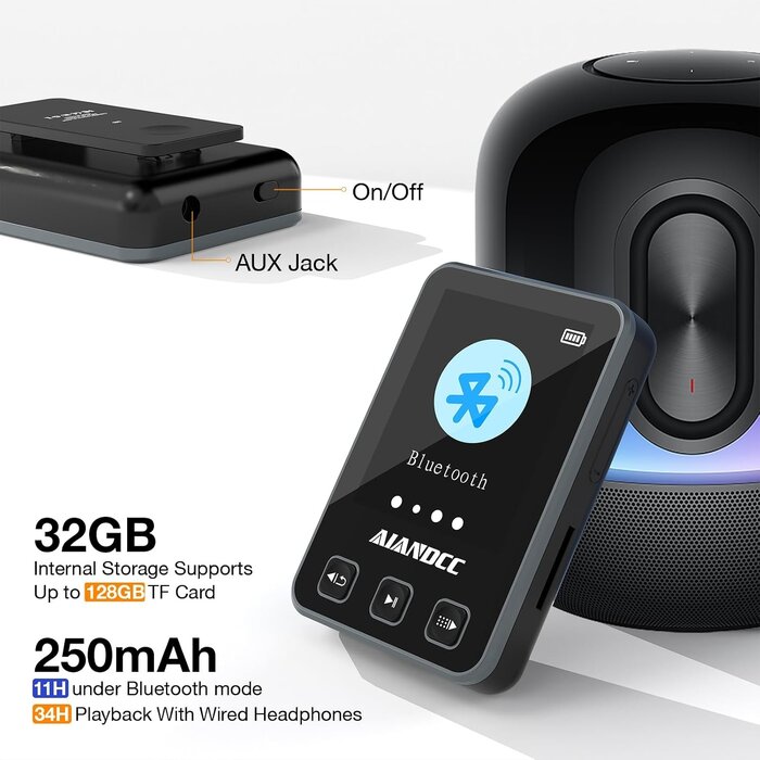 Lecteur MP3 Sport 32 Go avec Bluetooth 5.3 - Noir - 31% de remise