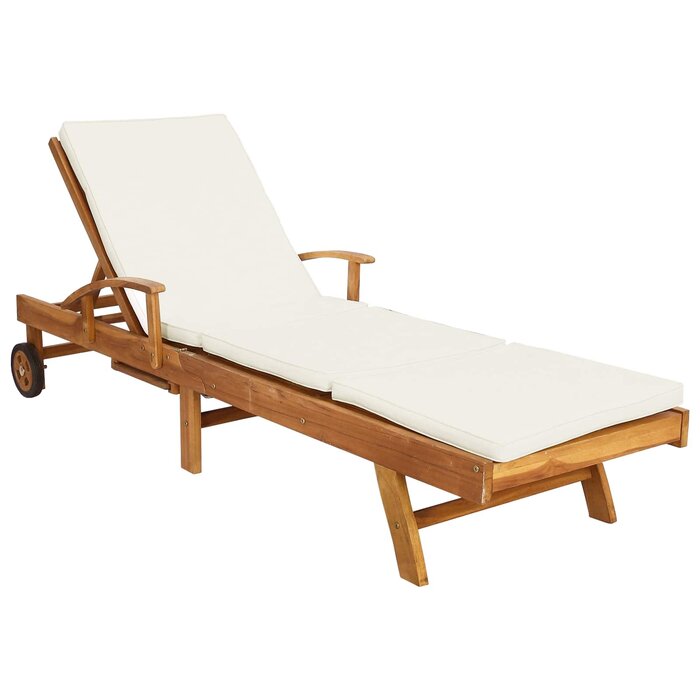 Vidaxl Bain de soleil en teck massif avec coussin - 35% de remise