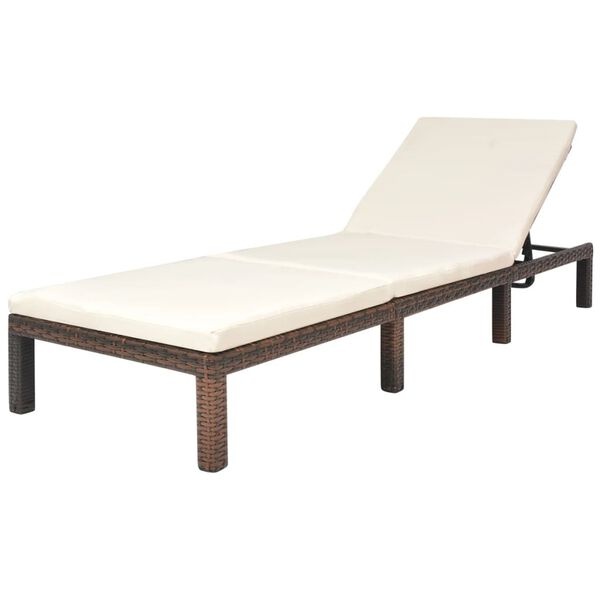 Vidaxl Bain de soleil en rotin marron avec coussin - 35% de remise