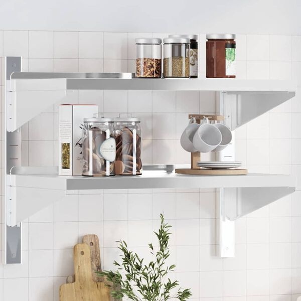 Vidaxl Étagère murale inox 2 niveaux 75x40x60cm - 33% de remise
