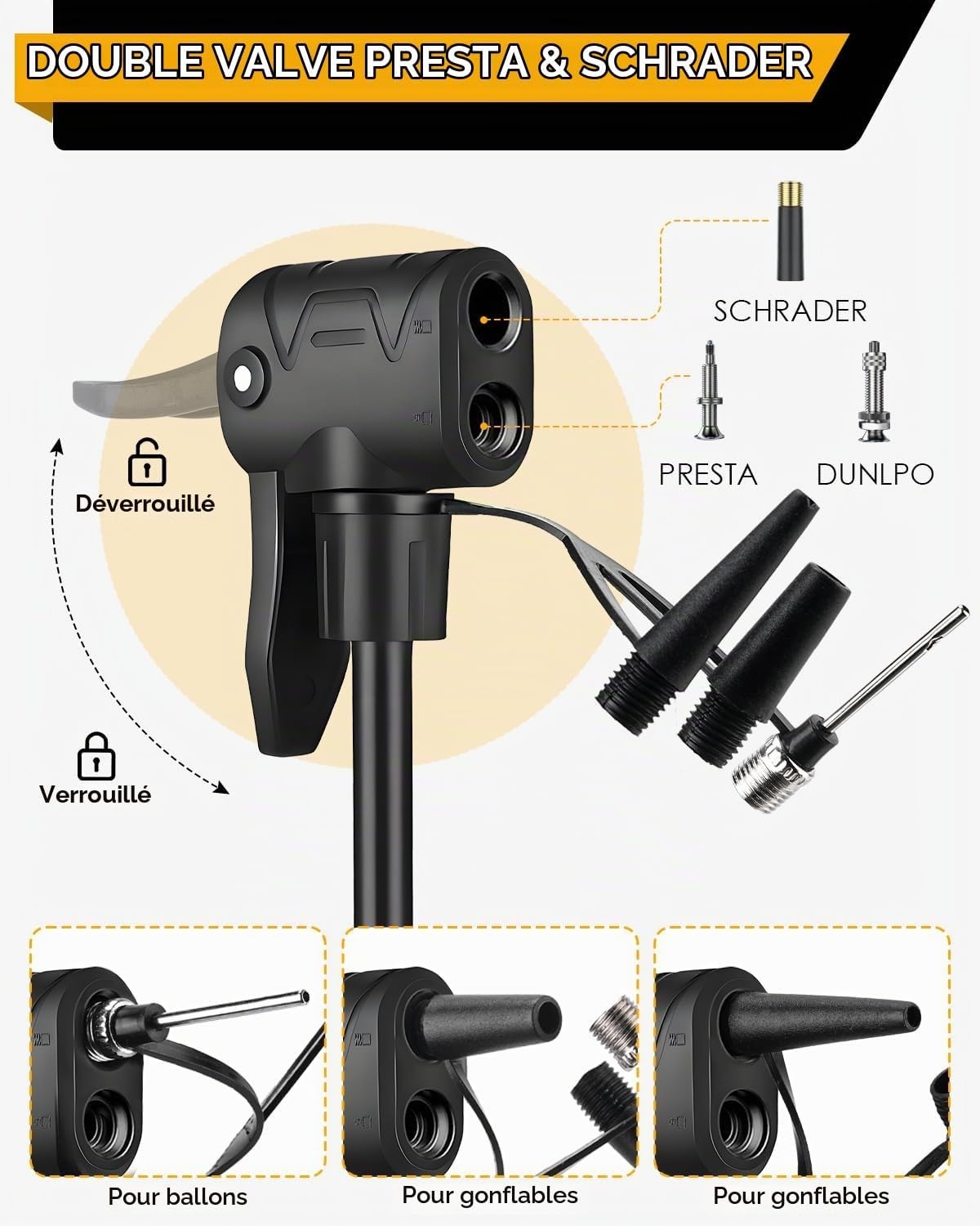 Pompe à pied vélo manomètre 160 PSI - Acier noir - 29% de remise