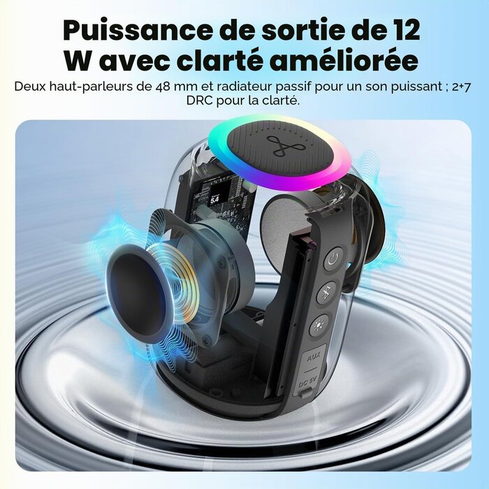 Enceinte Bluetooth 12W étanche IPX7 bleue - 32% de remise