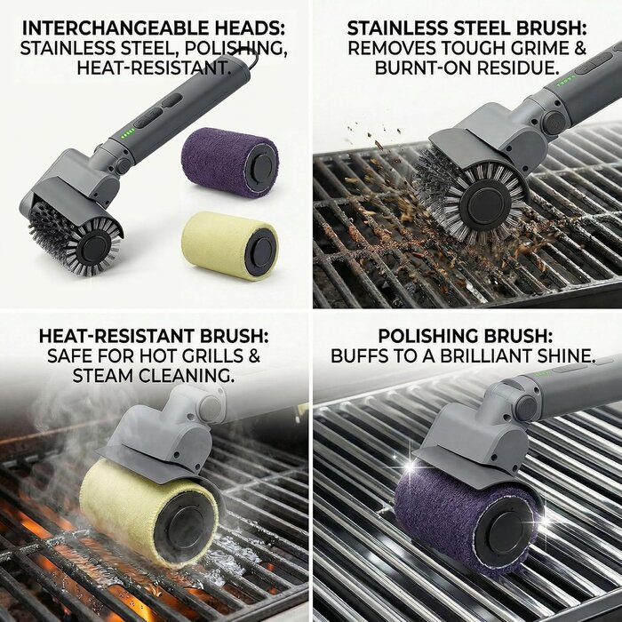 Brosse électrique 3-en-1 pour barbecue - 33% de remise