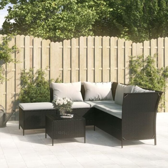 Vidaxl Salon de jardin 4 pièces résine tressée noire - 35% de remise