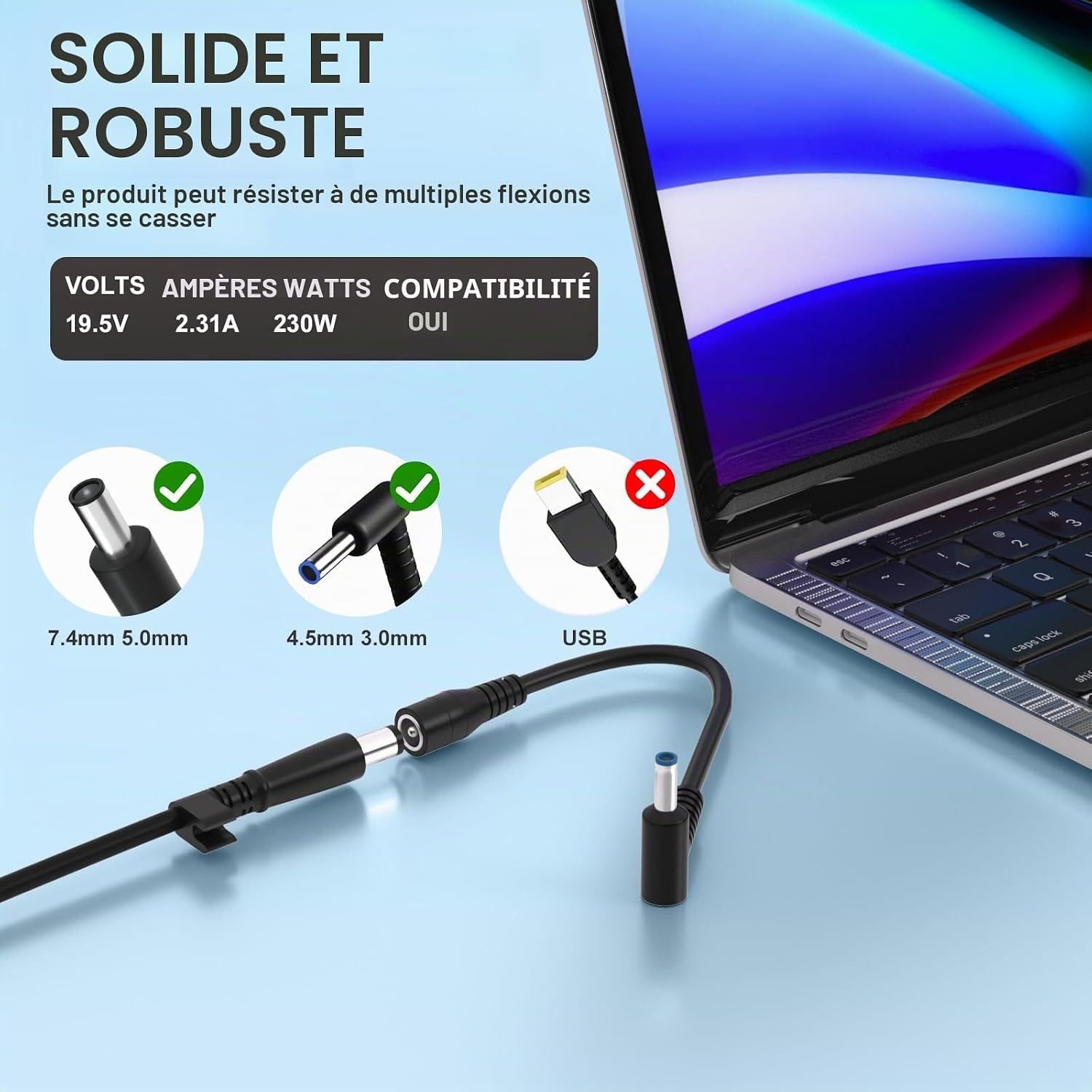 Chargeur PC Portable 230W - Connecteur 7,4x5,0mm - 33% de remise