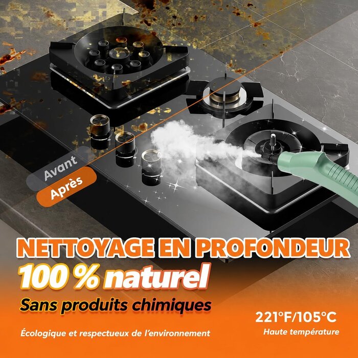 Nettoyeur vapeur 2500W - 1,1L - Écran tactile - Vert - 33% de remise
