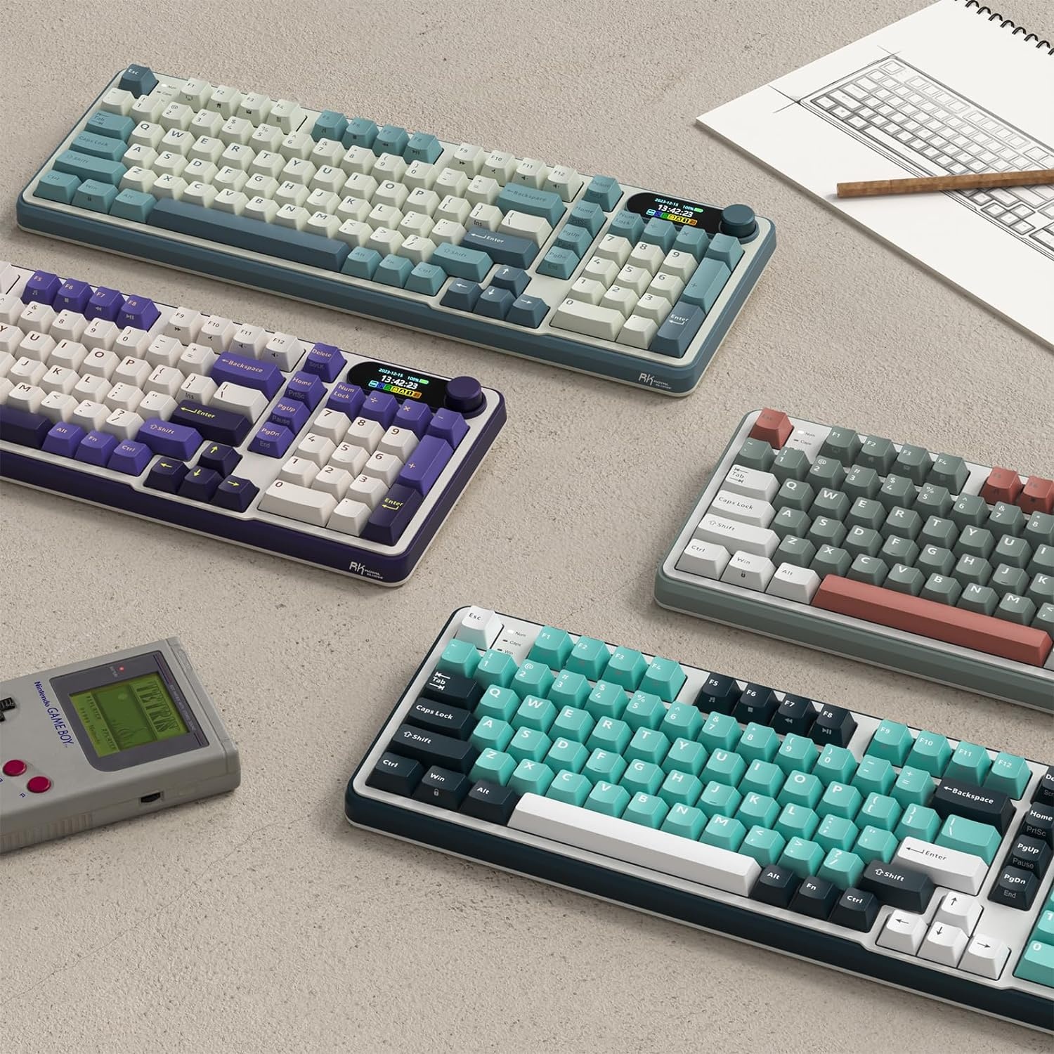 Clavier mécanique 96% sans fil, écran intelligent, vert argile - 34% de remise