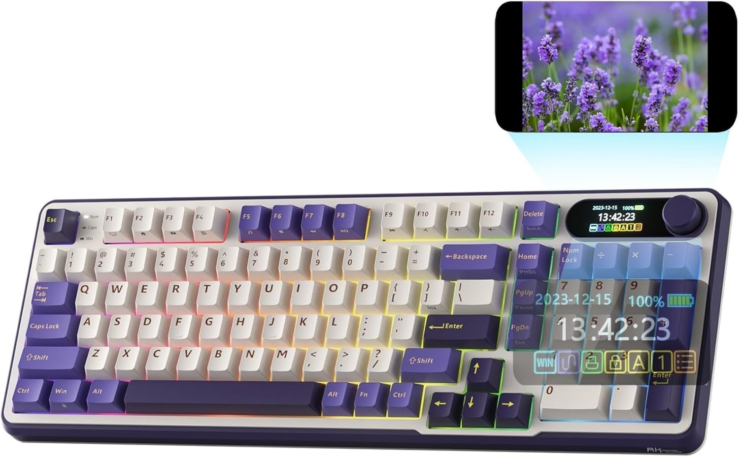 Clavier mécanique 96% sans fil, écran intelligent, vert argile - 34% de remise