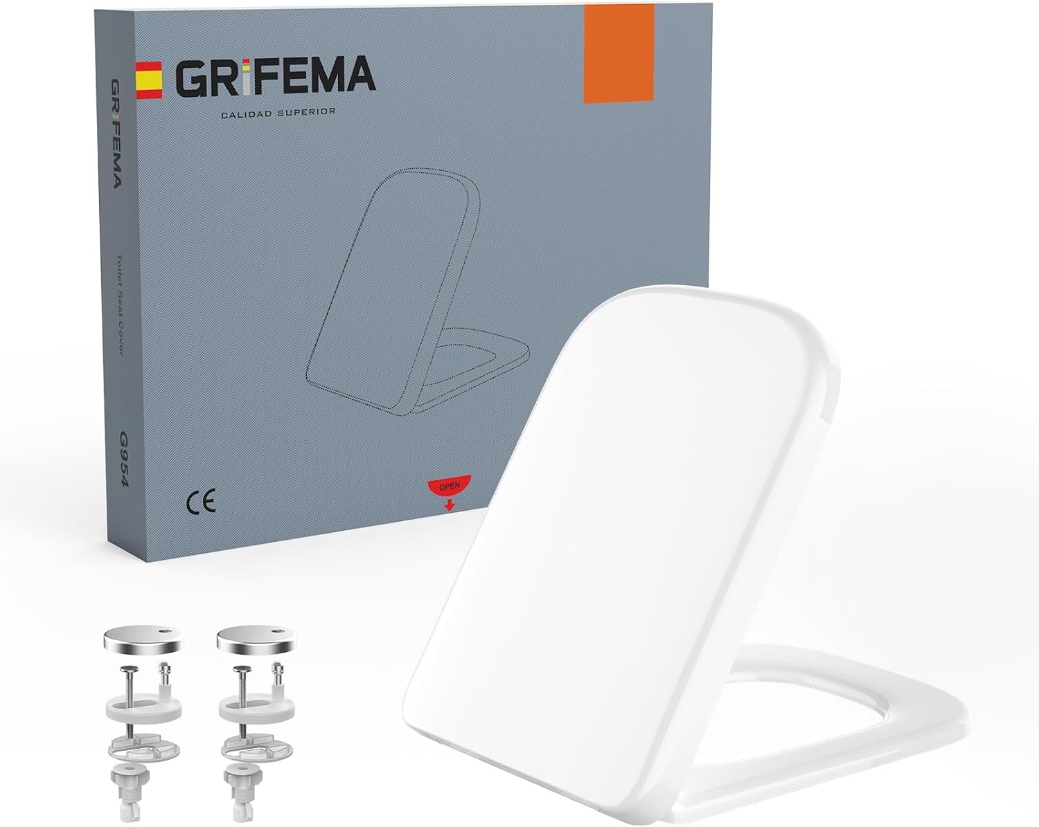 Abattant WC carré à frein de chute - 32% de remise - 461x351 mm