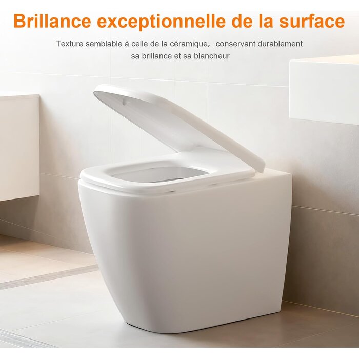 Abattant WC carré à frein de chute - 32% de remise - 461x351 mm