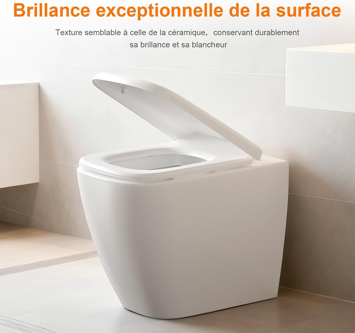 Abattant WC carré à frein de chute - 32% de remise - 461x351 mm