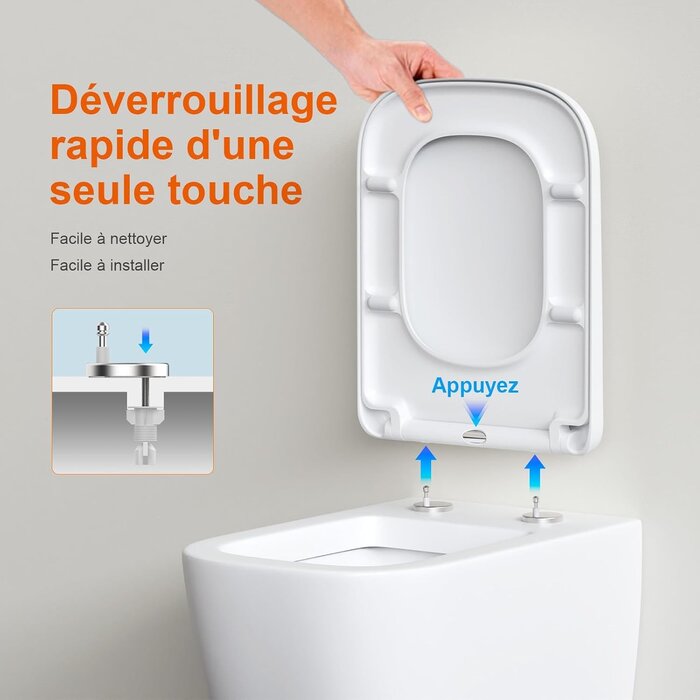 Abattant WC carré à frein de chute - 32% de remise - 461x351 mm