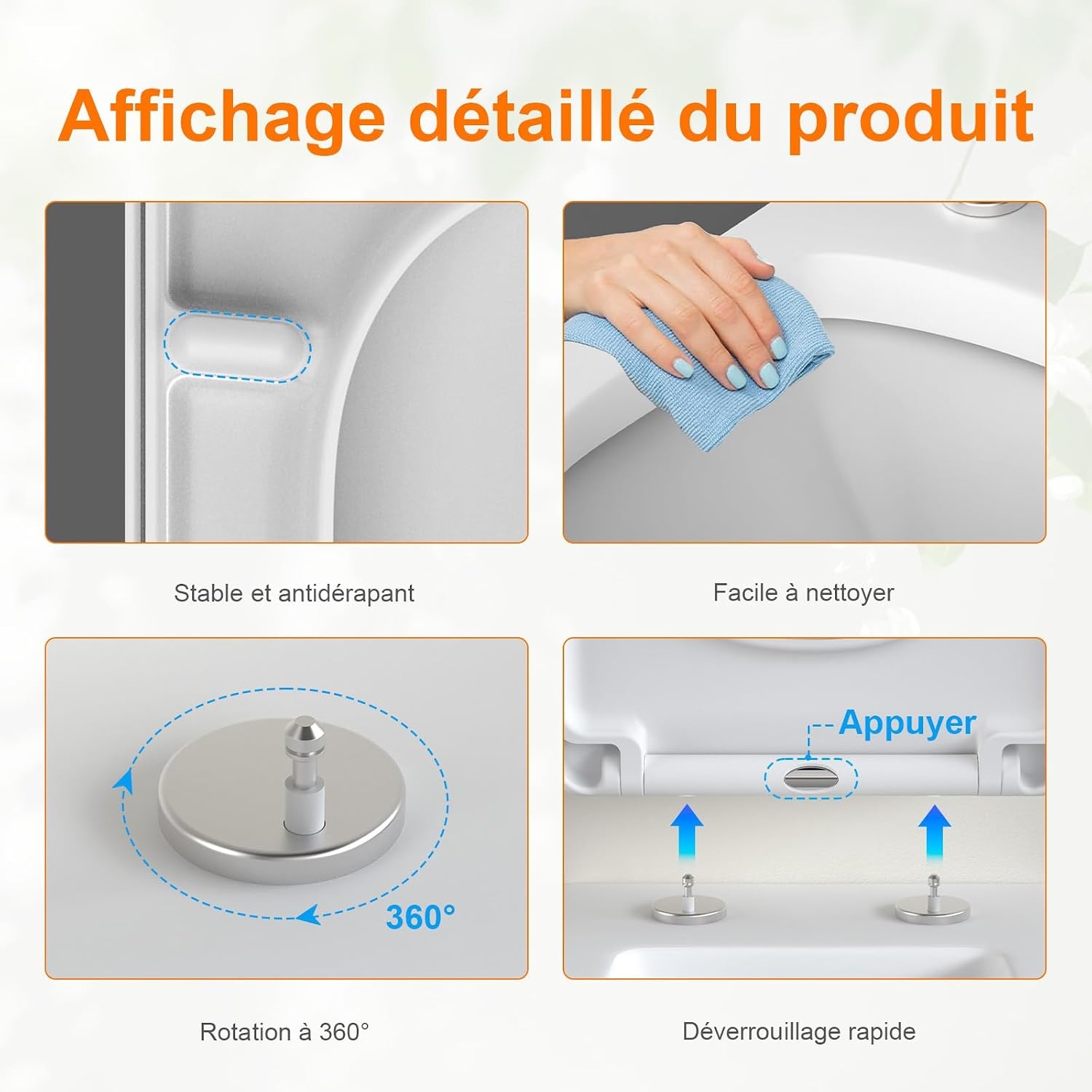 Abattant WC carré à frein de chute - 32% de remise - 461x351 mm