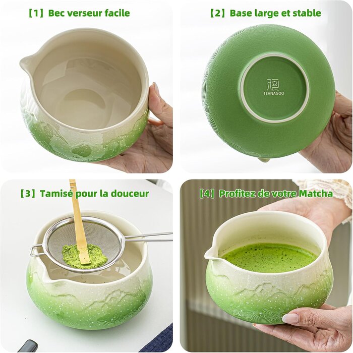 Service à thé Matcha 7 pièces Fuji - 30% de remise - Céramique et Bambou