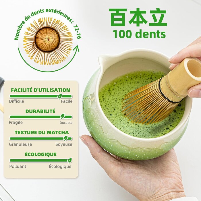 Service à thé Matcha 7 pièces Fuji - 30% de remise - Céramique et Bambou
