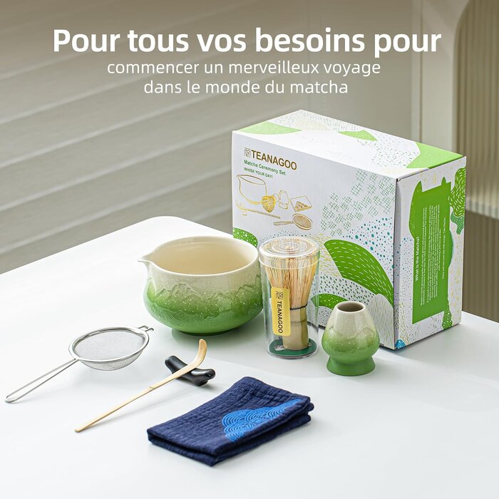 Service à thé Matcha 7 pièces Fuji - 30% de remise - Céramique et Bambou