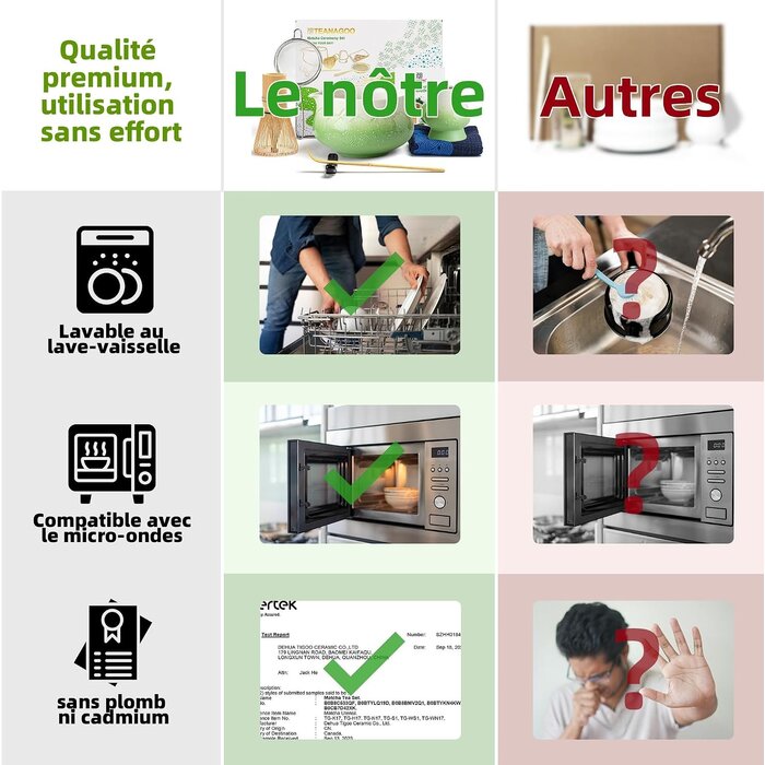 Service à thé Matcha 7 pièces Fuji - 30% de remise - Céramique et Bambou