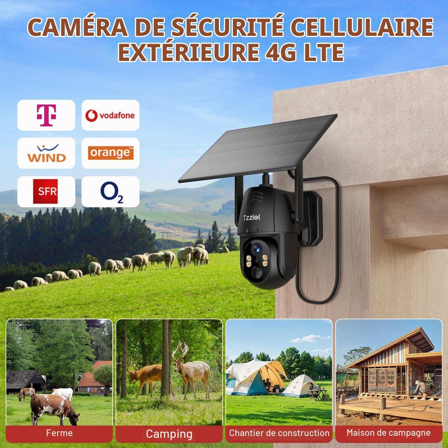 Caméra de surveillance extérieure 4G 1080p - 32 Go - 32% de remise