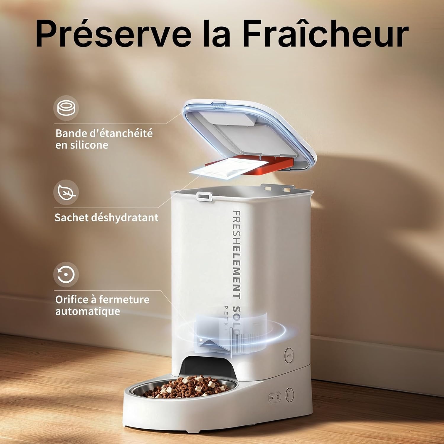 Distributeur automatique 3L Beige - Application et bol inox - 33% de remise