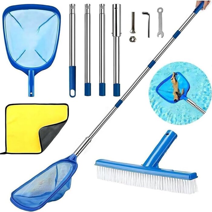 Kit entretien piscine spa étang mât 187cm bleu gris taille S - 24% de remise